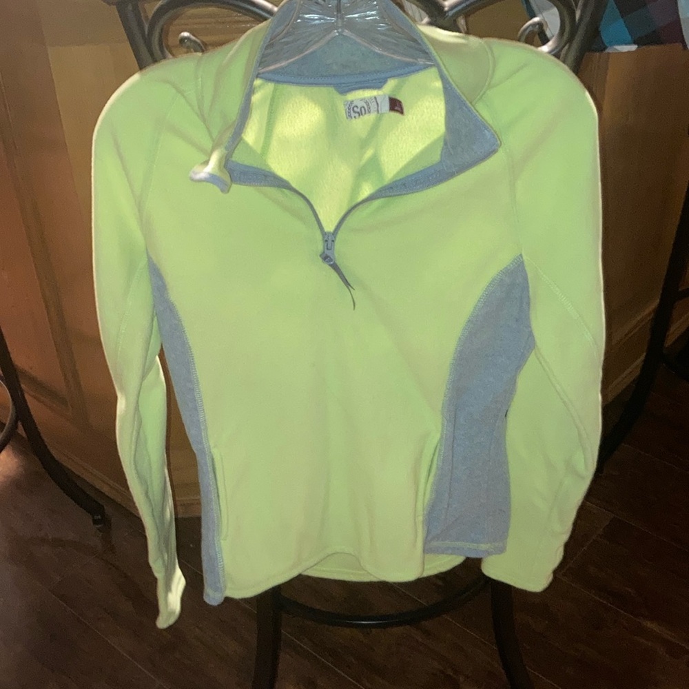 Iime green and Gray Quarter-Zip Pullover